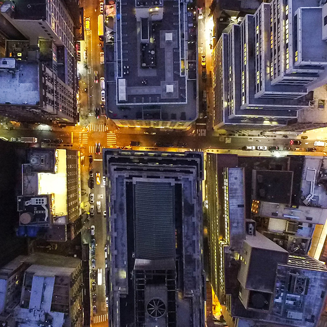 aerial view over manhattan