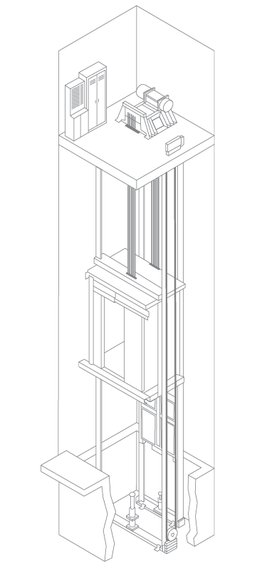 Internal view of the elevator